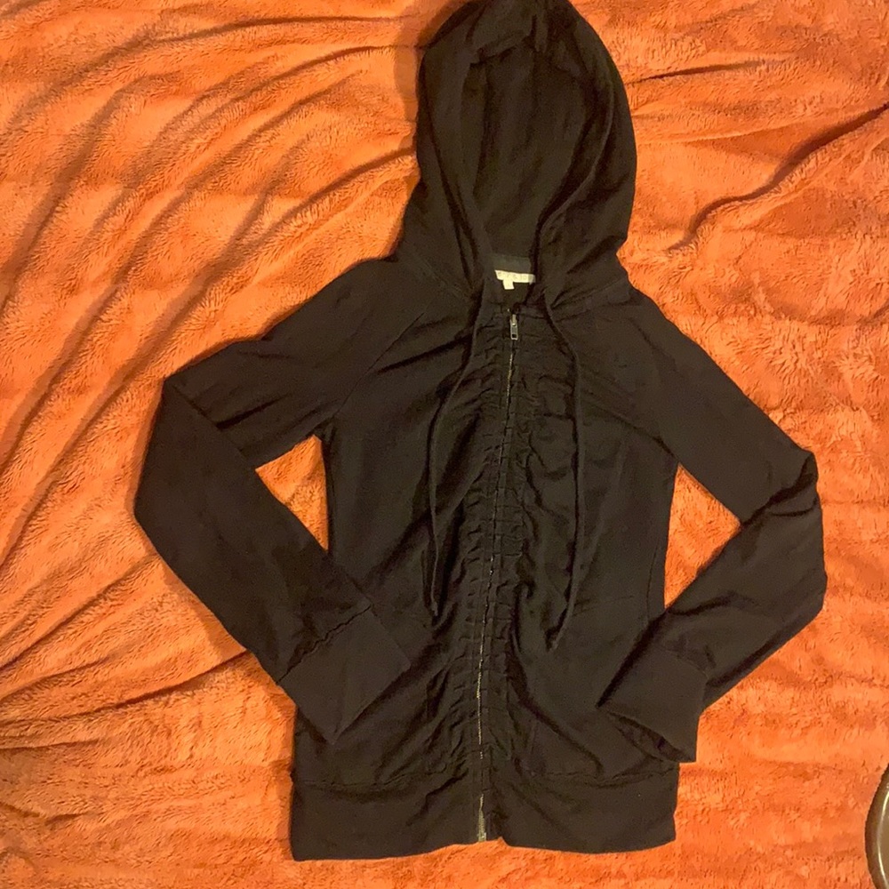 Monk & Lou Zip Up Hoodie SZ Small Black